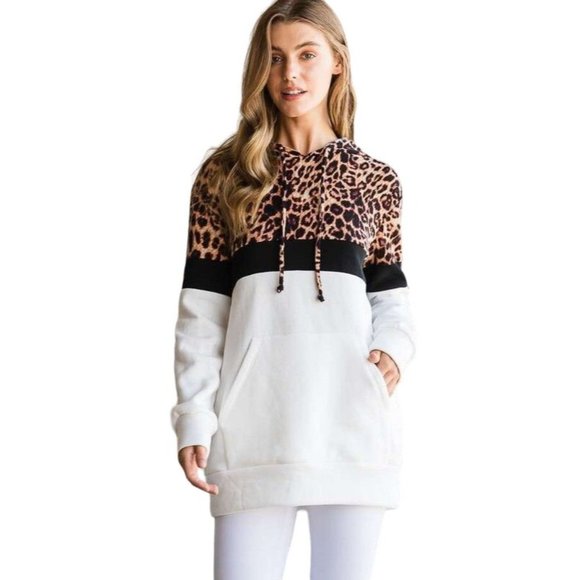 Culture Code's Black Color Block Long Sleeve Hoodie Pullover Top CHH1350L - Picture 7 of 10